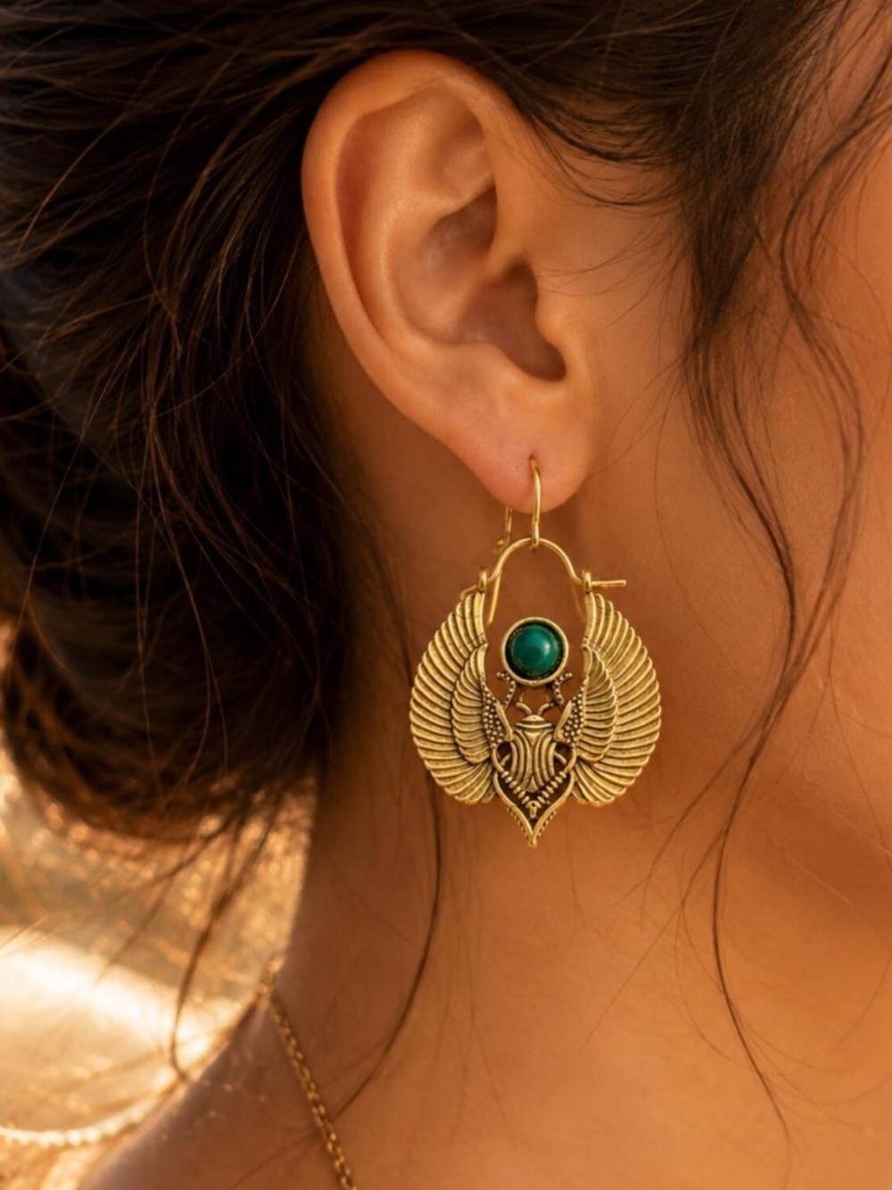 Gold Scarab Wing Earrings